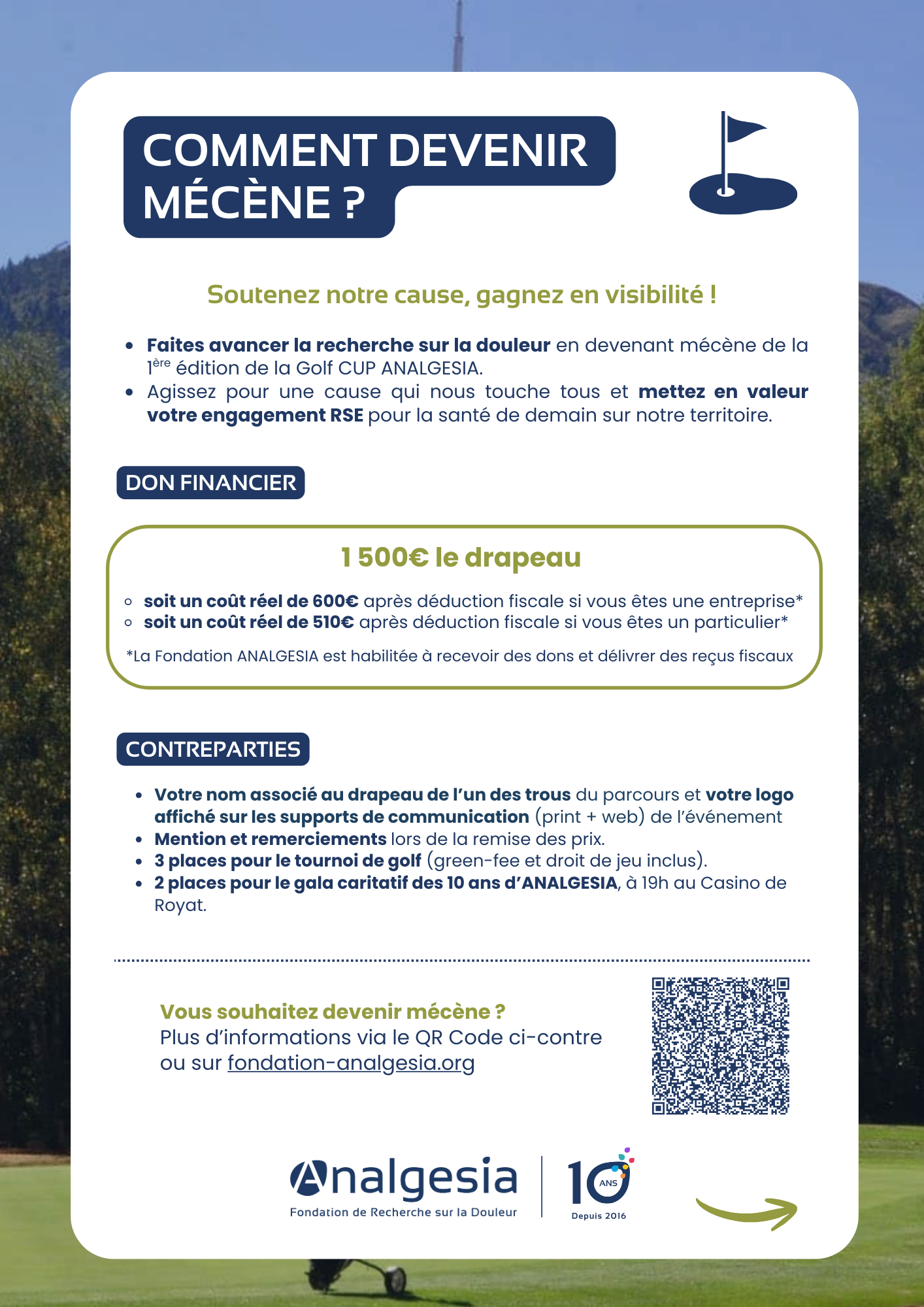 Comment devenir mécène de la Golf CUP ANALGESIA ? Comment devenir mécène de la Golf CUP ANALGESIA ?