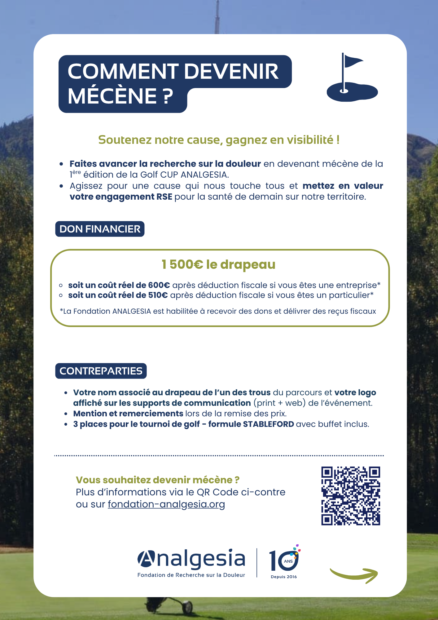 Comment devenir mécène de la Golf CUP ANALGESIA ?